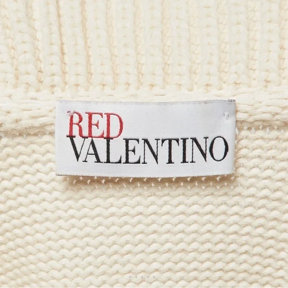 RED Valentino Cream Ruffled Cardigan - Picture 4 of 9